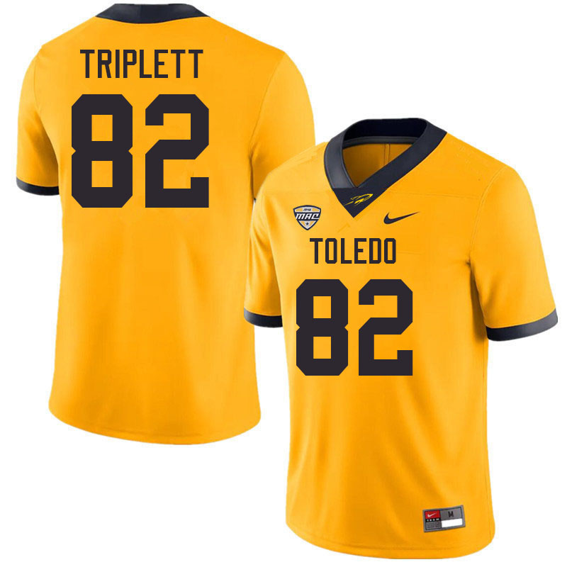 Toledo Rockets #82 Mel Triplett College Football Jerseys Stitched Sale-Gold